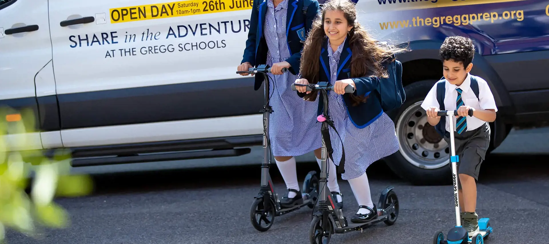 Pupils arriving to school at The Gregg Prep