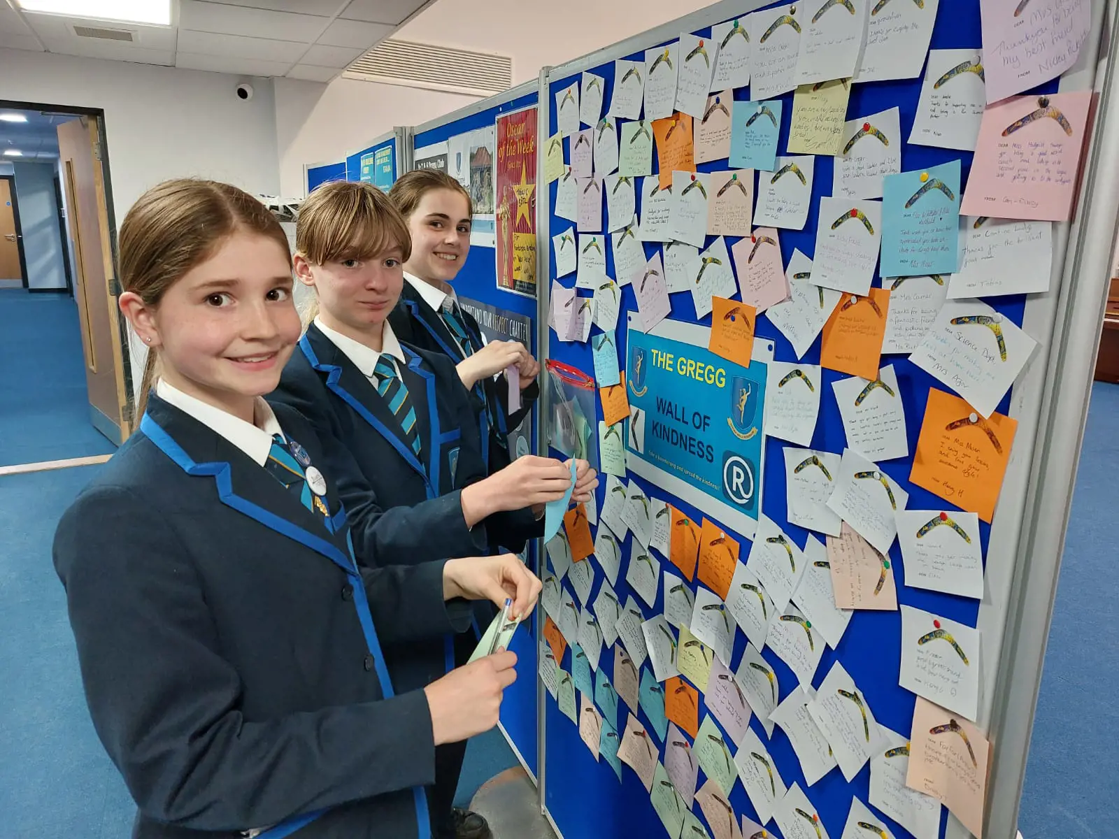 Senior School Students at The Gregg School, woking on The Wall Of Kindness display