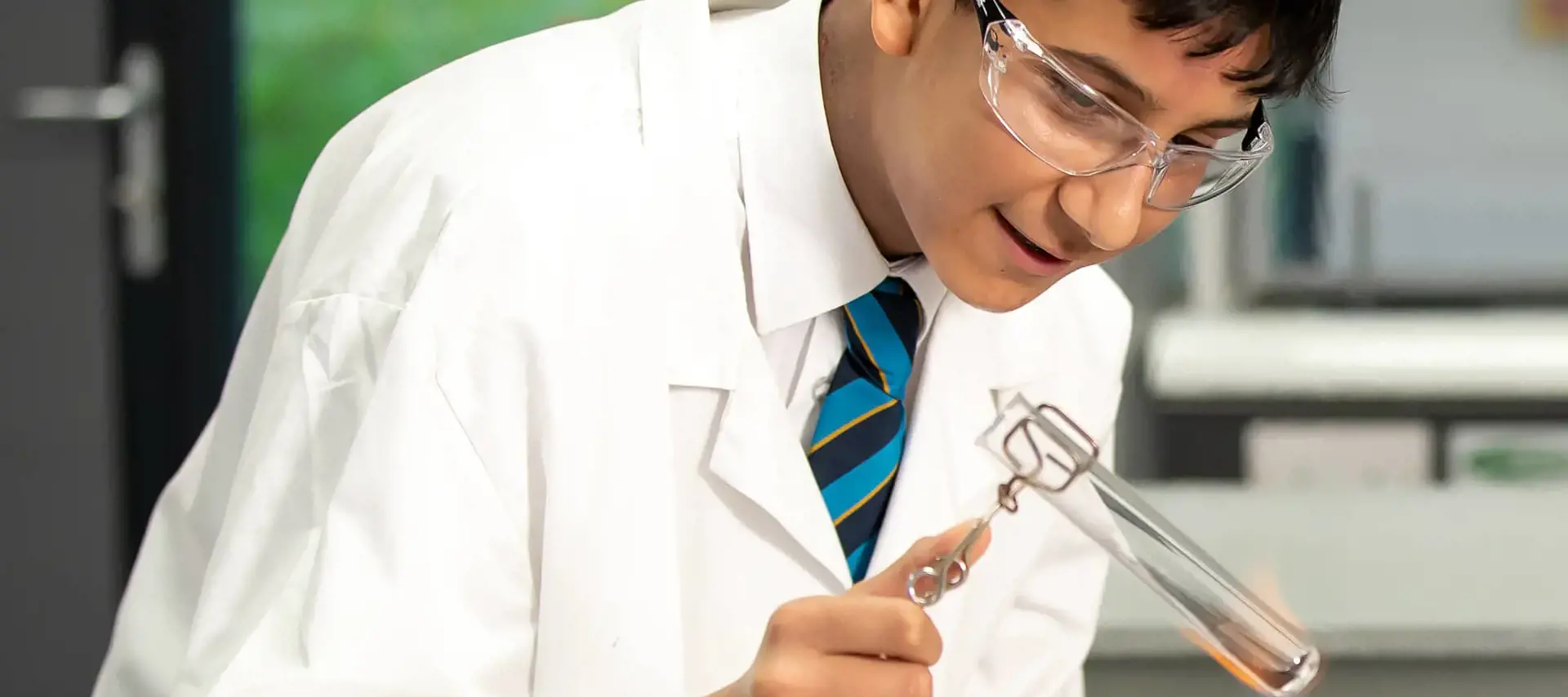 Prep School pupil in science class at The Gregg School