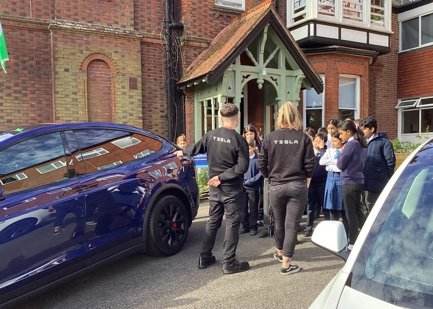 Tesla visit The Gregg Prep, a private school in Southampton