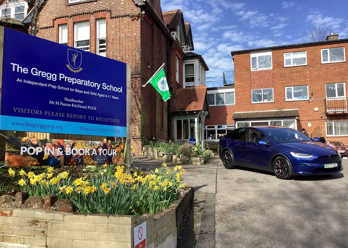 Tesla visit The Gregg Prep, a private school in Southampton