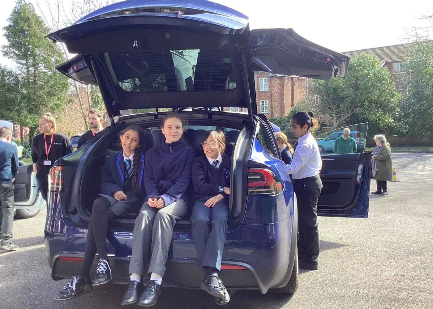 Tesla visit The Gregg Prep, a private school in Southampton